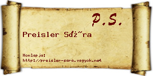 Preisler Sára névjegykártya