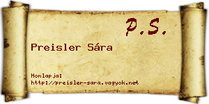 Preisler Sára névjegykártya